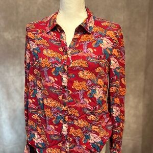 Vibrant Red Patterned Shirt